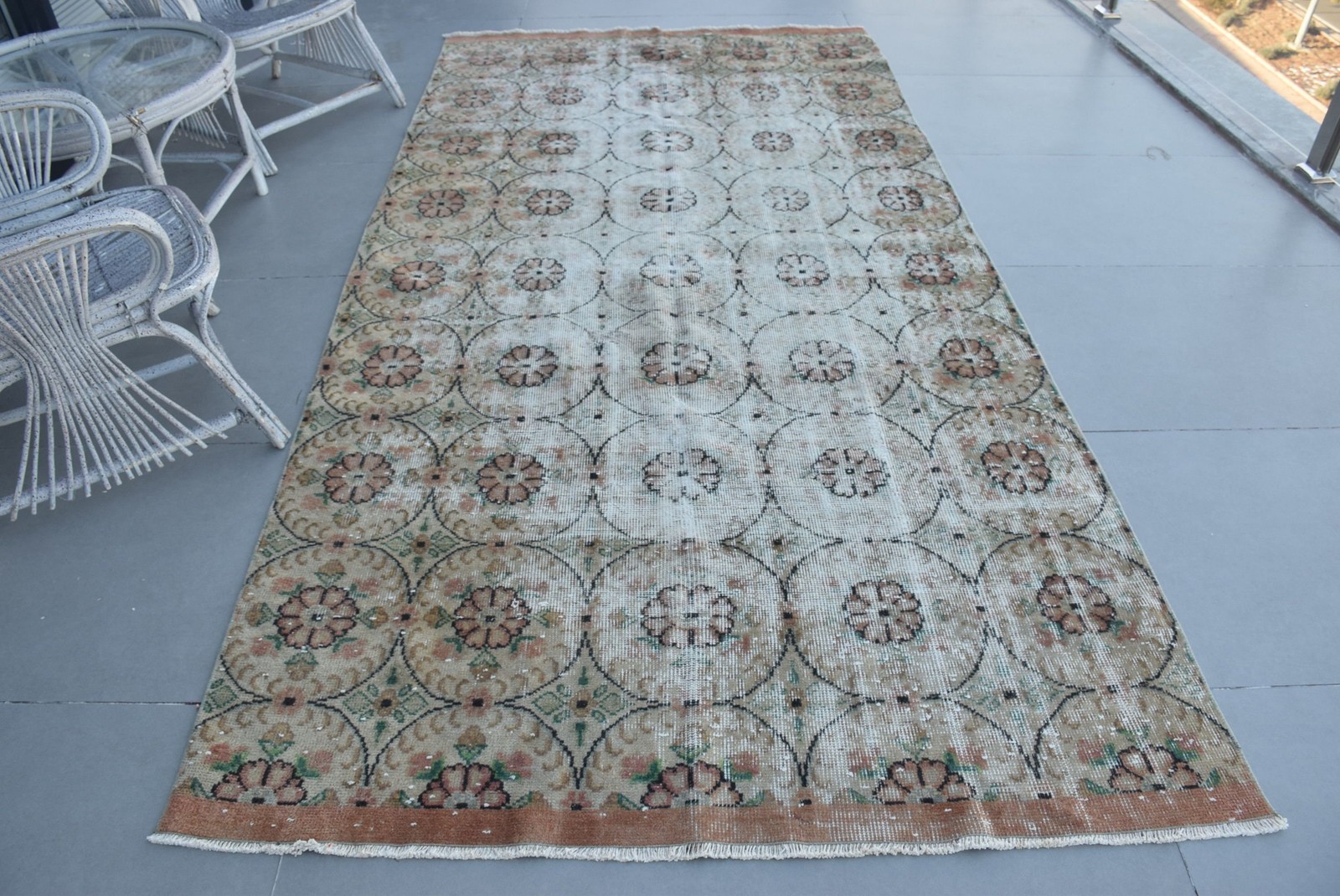 Vintage Large Rug 5×10 ft (152×306 cm), Brown Oriental Turkish Rug