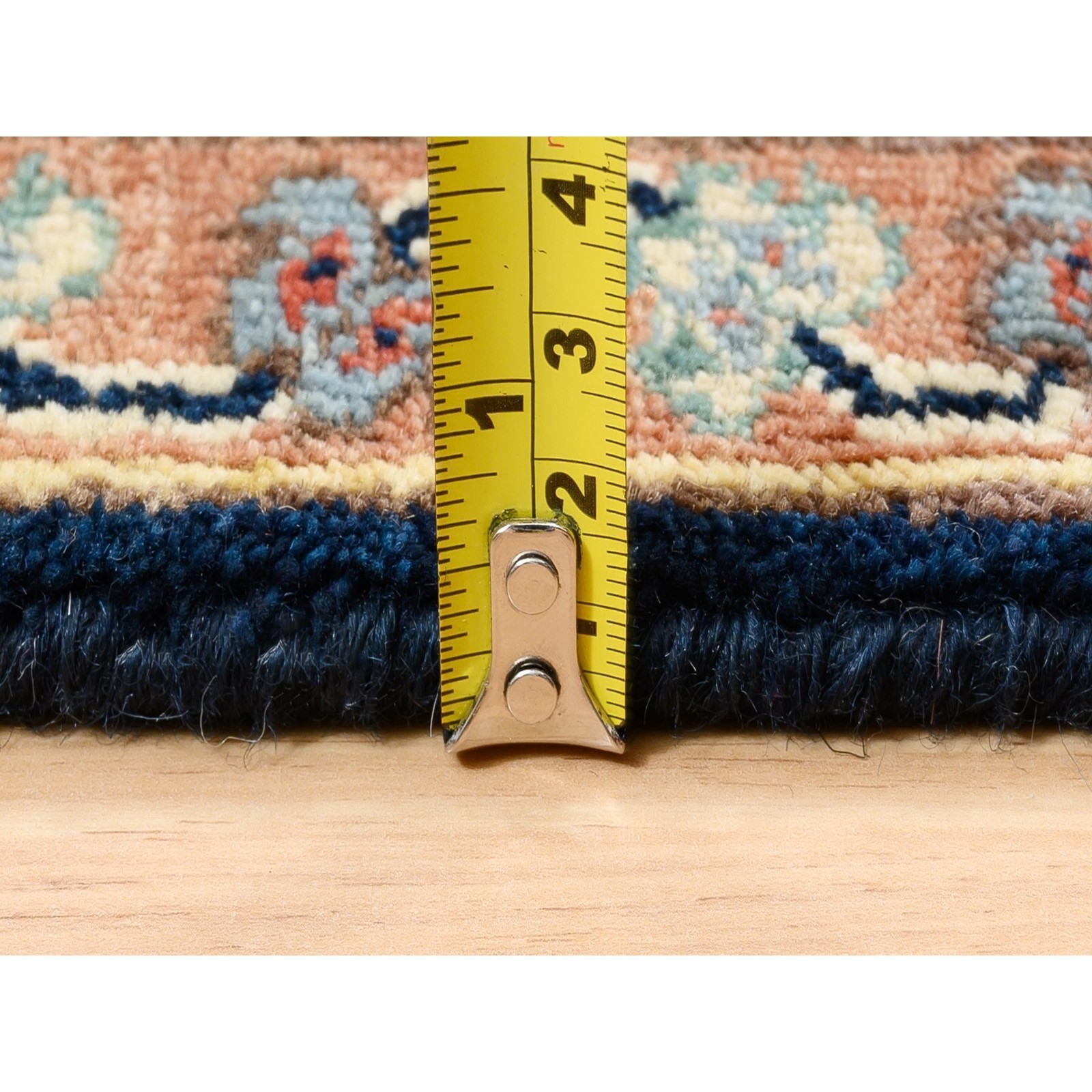8’1″x10’1″ Blue Antiqued Heris Re-Creation Soft Wool Hand Knotted Rug R63546