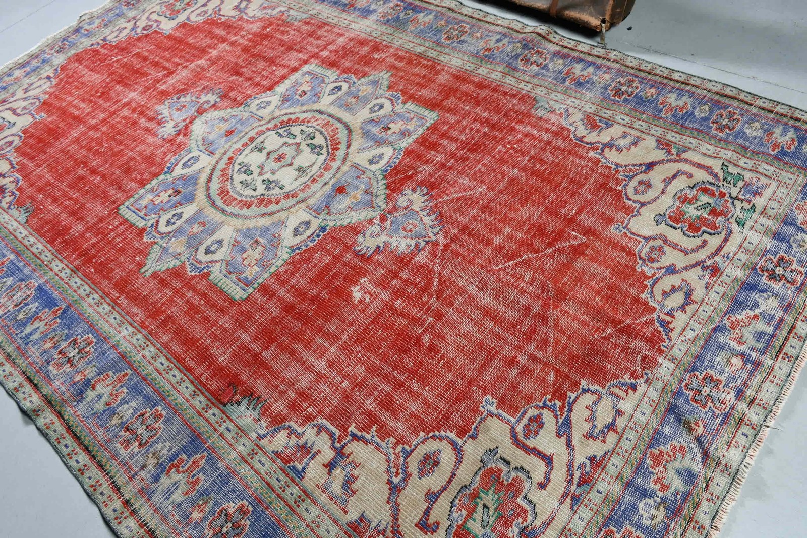 Vintage Turkish Rug, 6,7×9,8 ft Rug, Red Large Oriental Rug