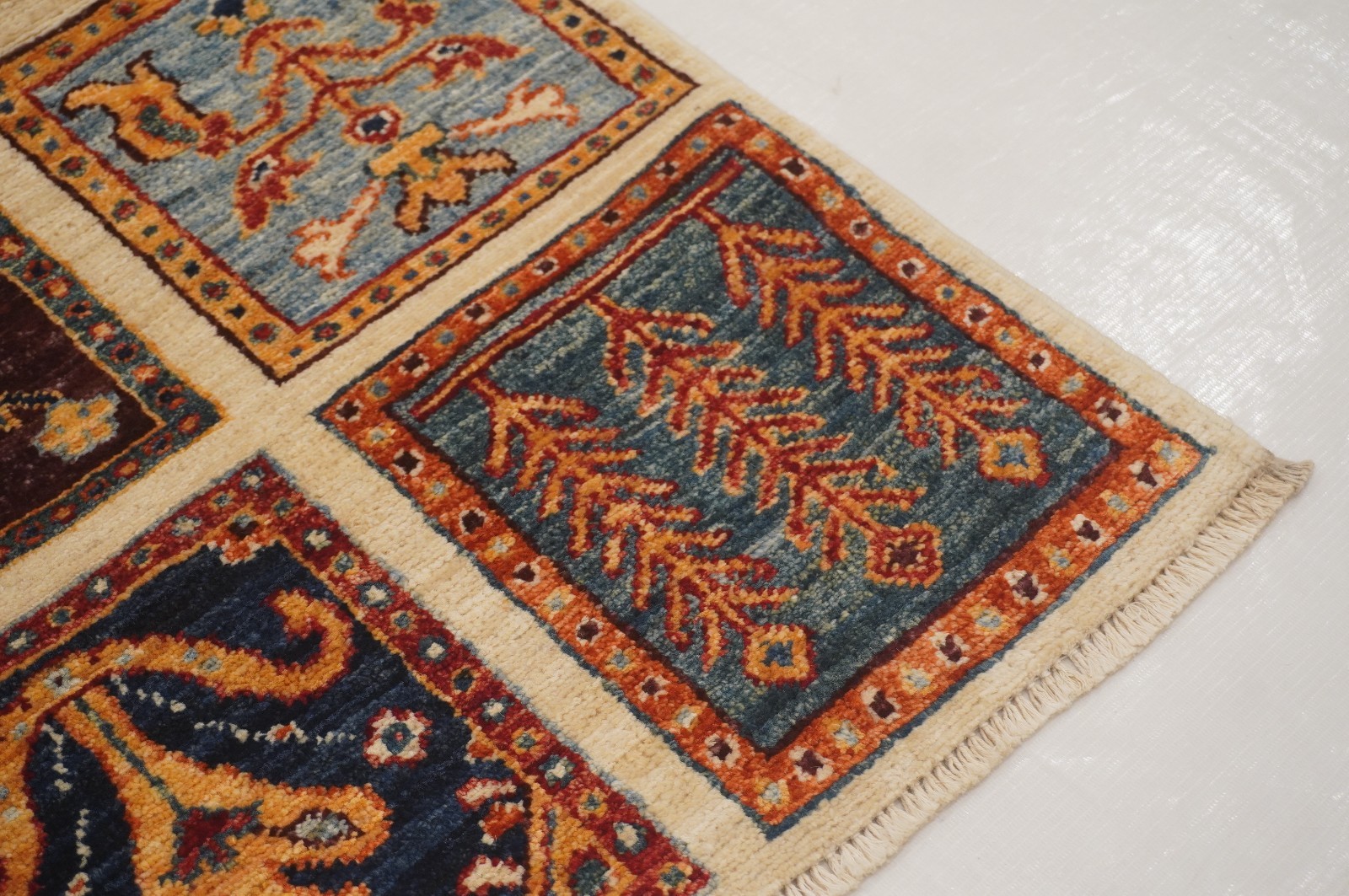 2×3 ft Ivory Beige Afghan Hand Knotted Tribal Small Rug