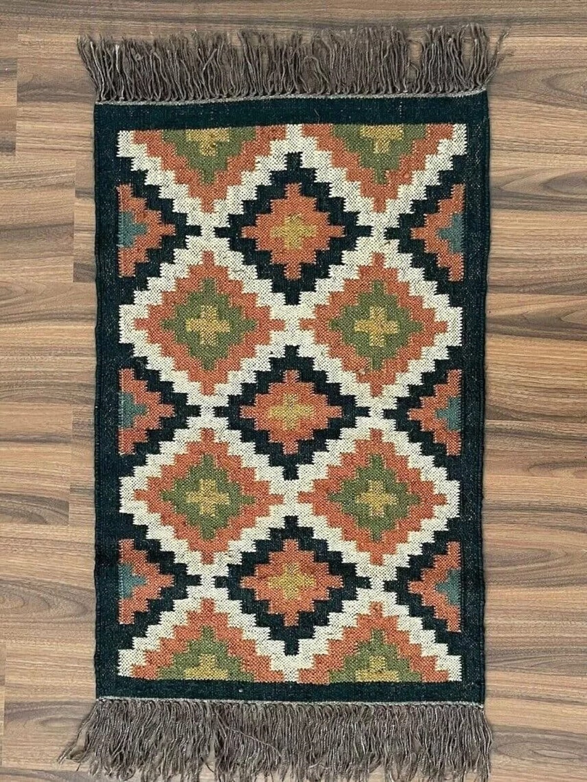 Rectangle Shape Rug Vintage Kilim Dhurrie Rug Handwoven Kilim Wool Jute Area Rug