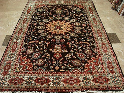 Area Rug Chocolate Brown Rectangle Hand Knotted Wool Silk Home Carpet (9 x 6)’