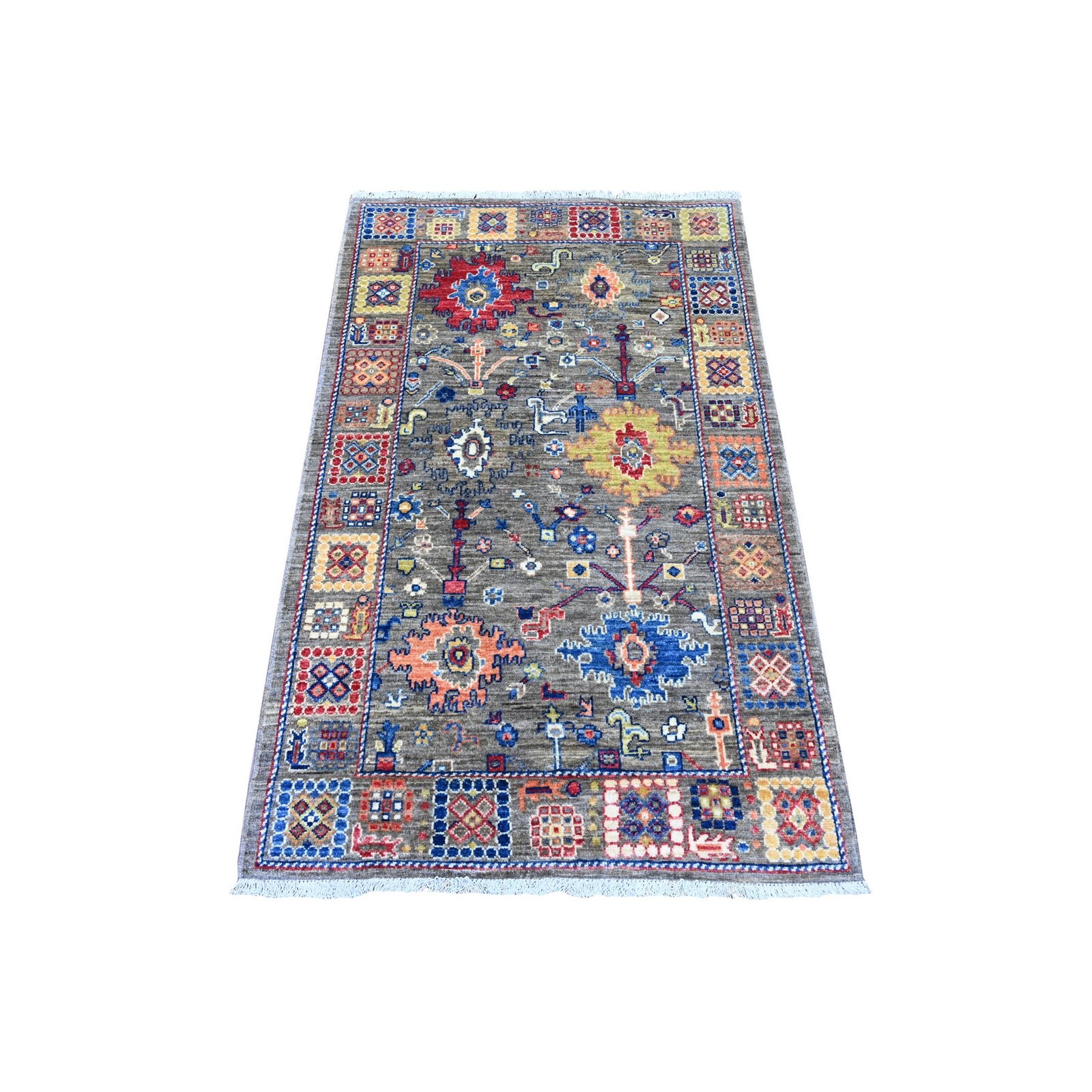 3’1″x5′ Gray Peshawar with Ziegler Mahal Design All Wool Hand Knotted Rug R89918