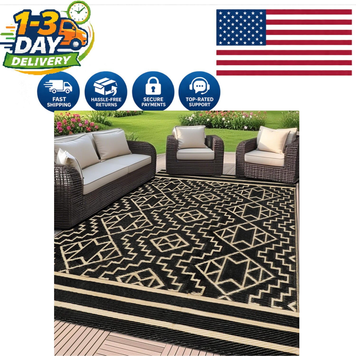 5′ x 8′ Flat Woven Outdoor Rug – Stylish and Functional for Any Occasion