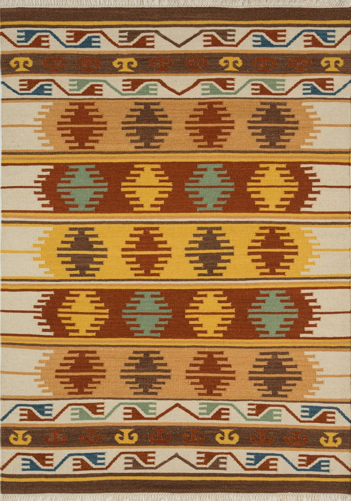 Wool Kilim Southwestern Hand woven Flat Weave Reversible 8’x10′ rug #1225. *NEW*