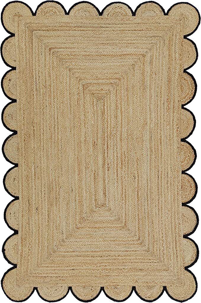 Scloop Rug Jute Runner 100% Natural Farmhouse Braided Rug Hardwood Floors Mats