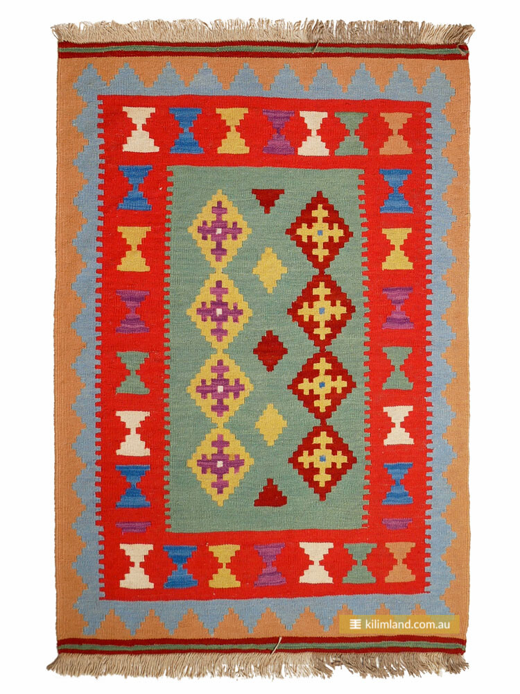 Authentic Persian Qashqai Kilim Rug Handwoven 100% Wool 147x100cm