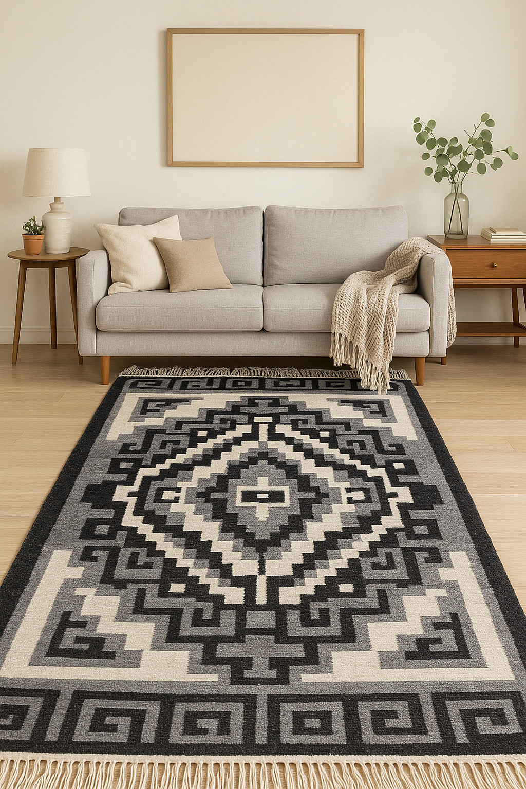 5×8 Ft Handwoven Wool Navajo Rug Western Collection Native American Style Rug