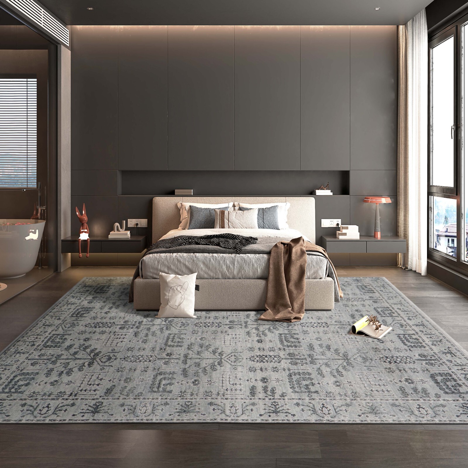 LoomBloom Muted Turkish Oushak Hand Knotted 100% Wool Area Rug Gray 8″1″x10’2″