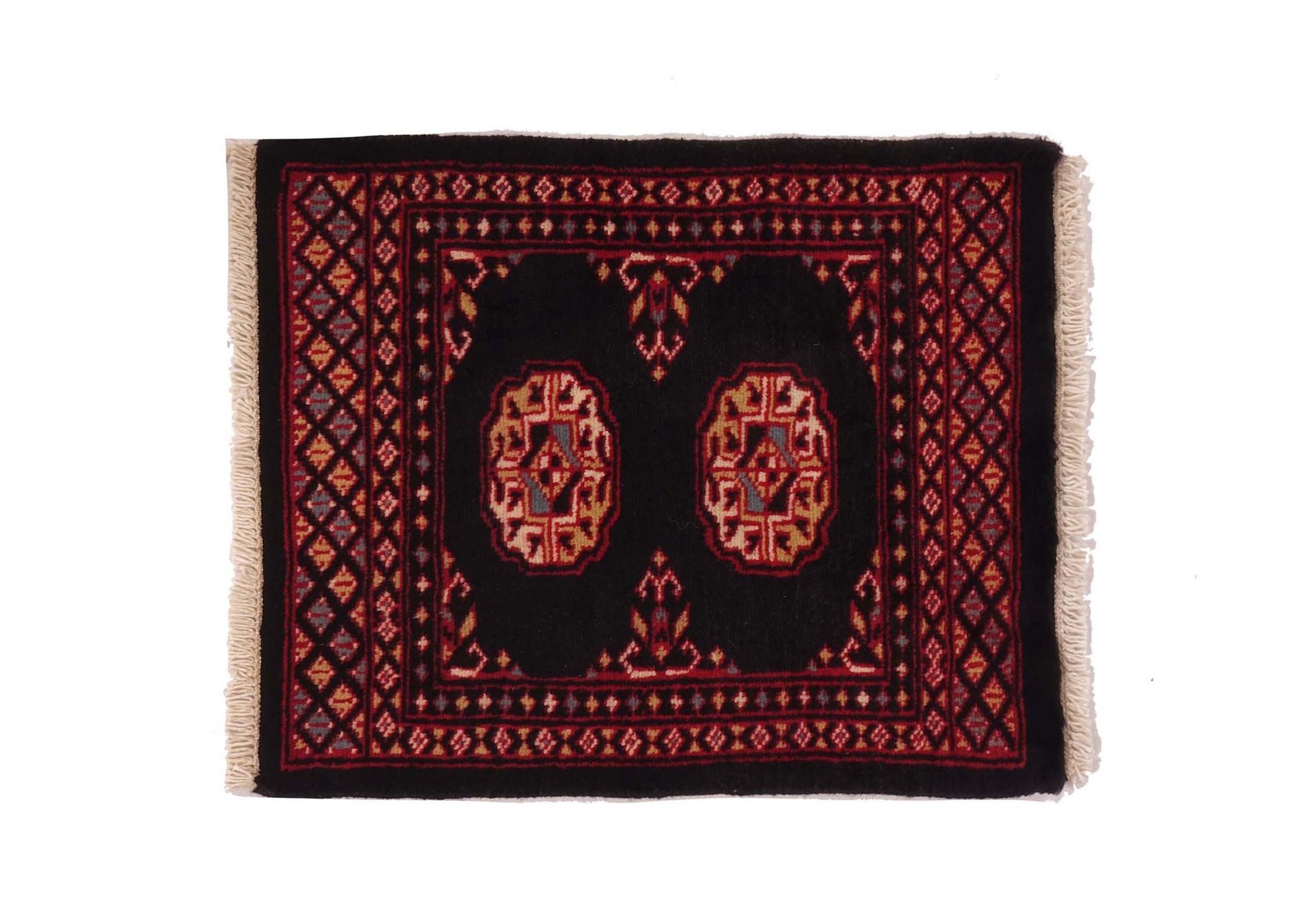 Pakistan Bukhara Carpet 60×50 Hand-knotted Square Black Geometric 4
