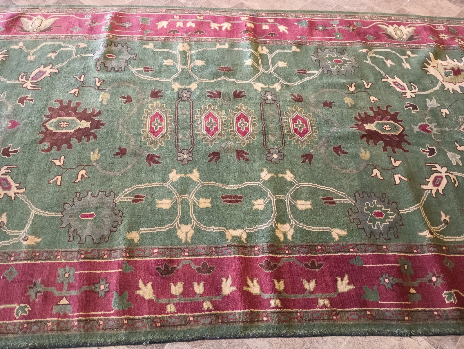 6×18′ Gallery Size New Handmade Rug GREEN ODD SIZE #F-5945