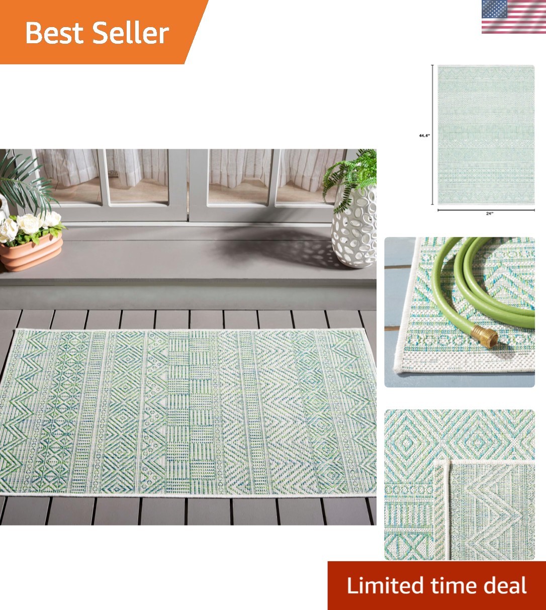 Stylish Washable Area Rug for Indoor/Outdoor – 2′ x 3’7