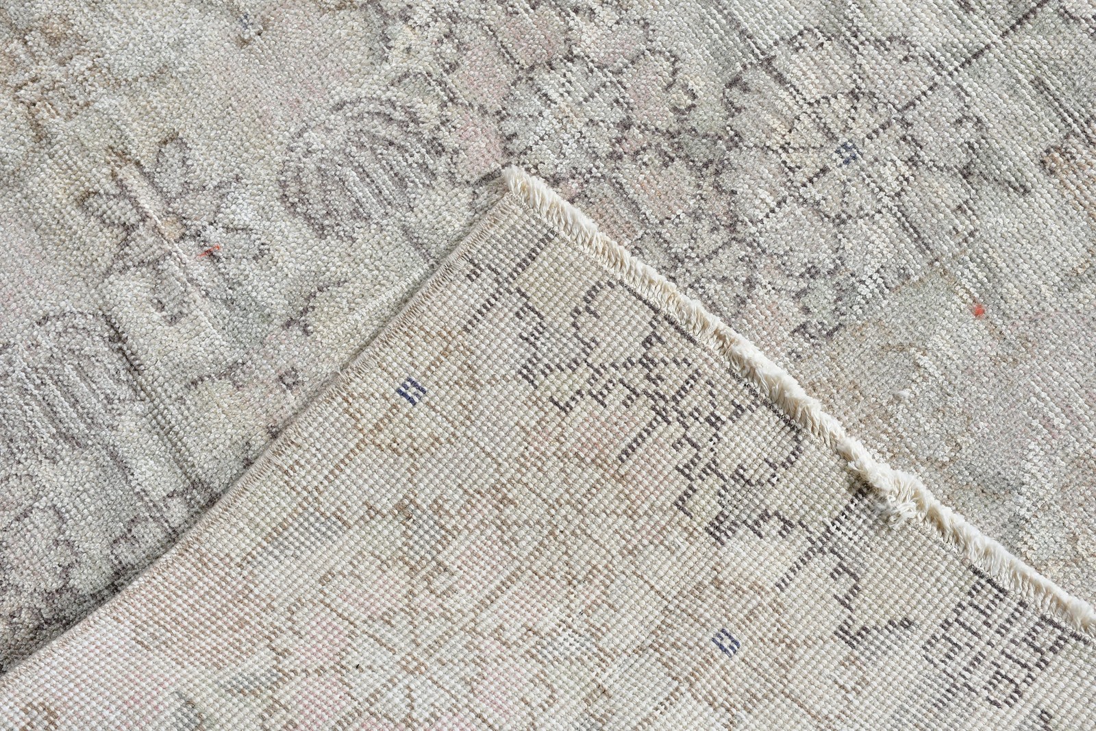 Turkish 4,8×8,2 ft Rug, Area Vintage Rug, White Pink Oriental Wool Rug