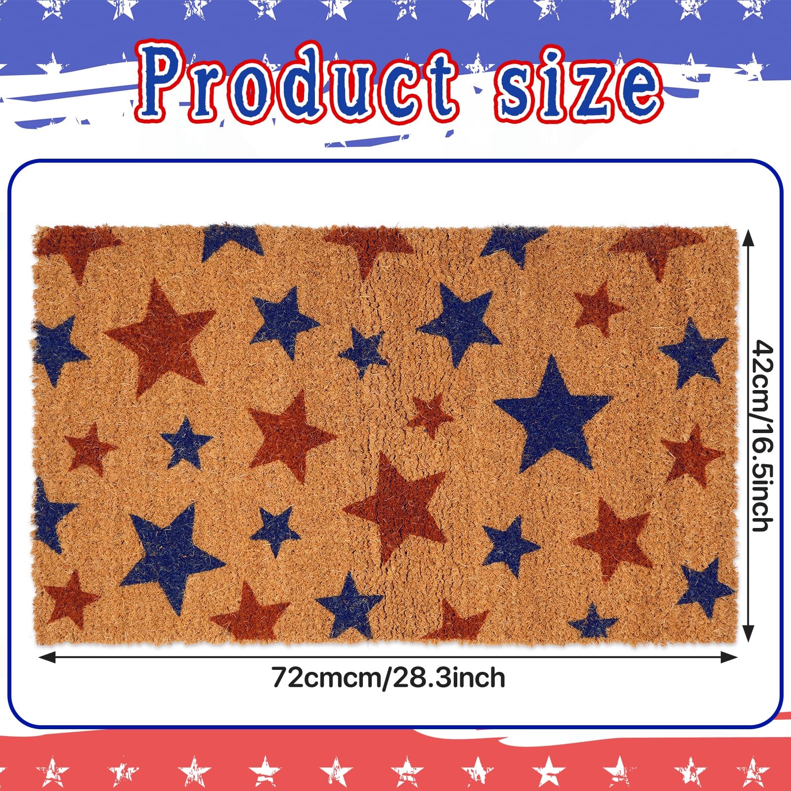 New Shemilly 16.5×28.3 Inch Patriotic Natural Coir Doormat 4th of July Floor Mat