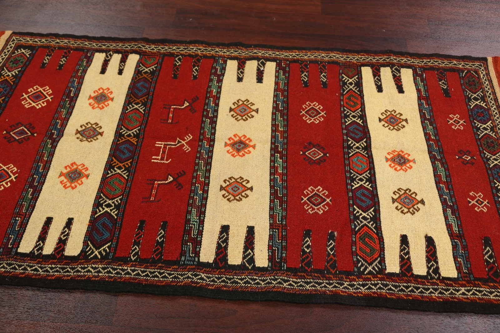 Tribal Geometric Sumak Kilim Oriental Area Rug Wool Flat Woven Traditional 3’x6′