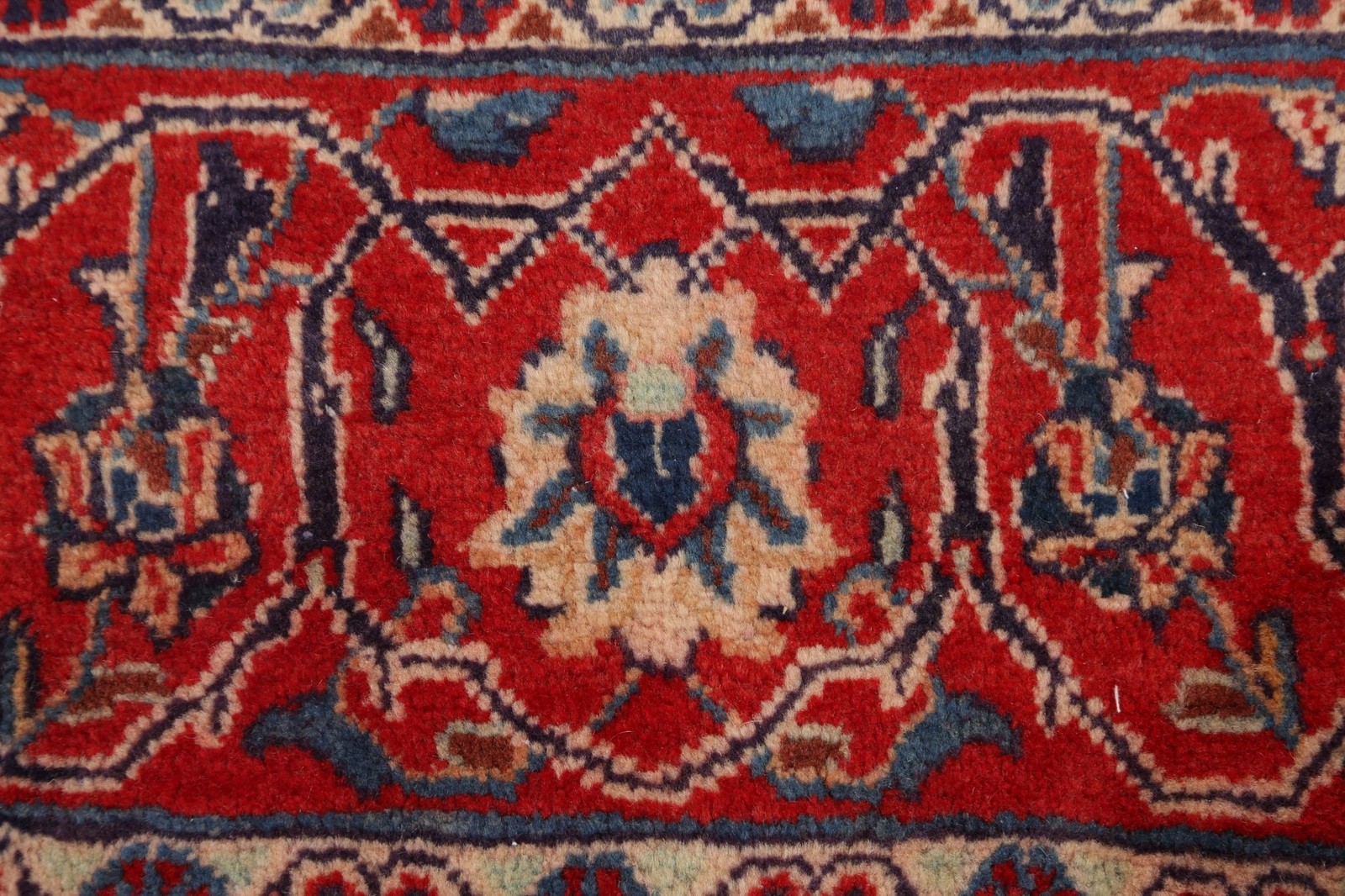 Floral Living Room Area Rug 7×11 Navy Blue Wool Hand-made Classic Vintage Carpet