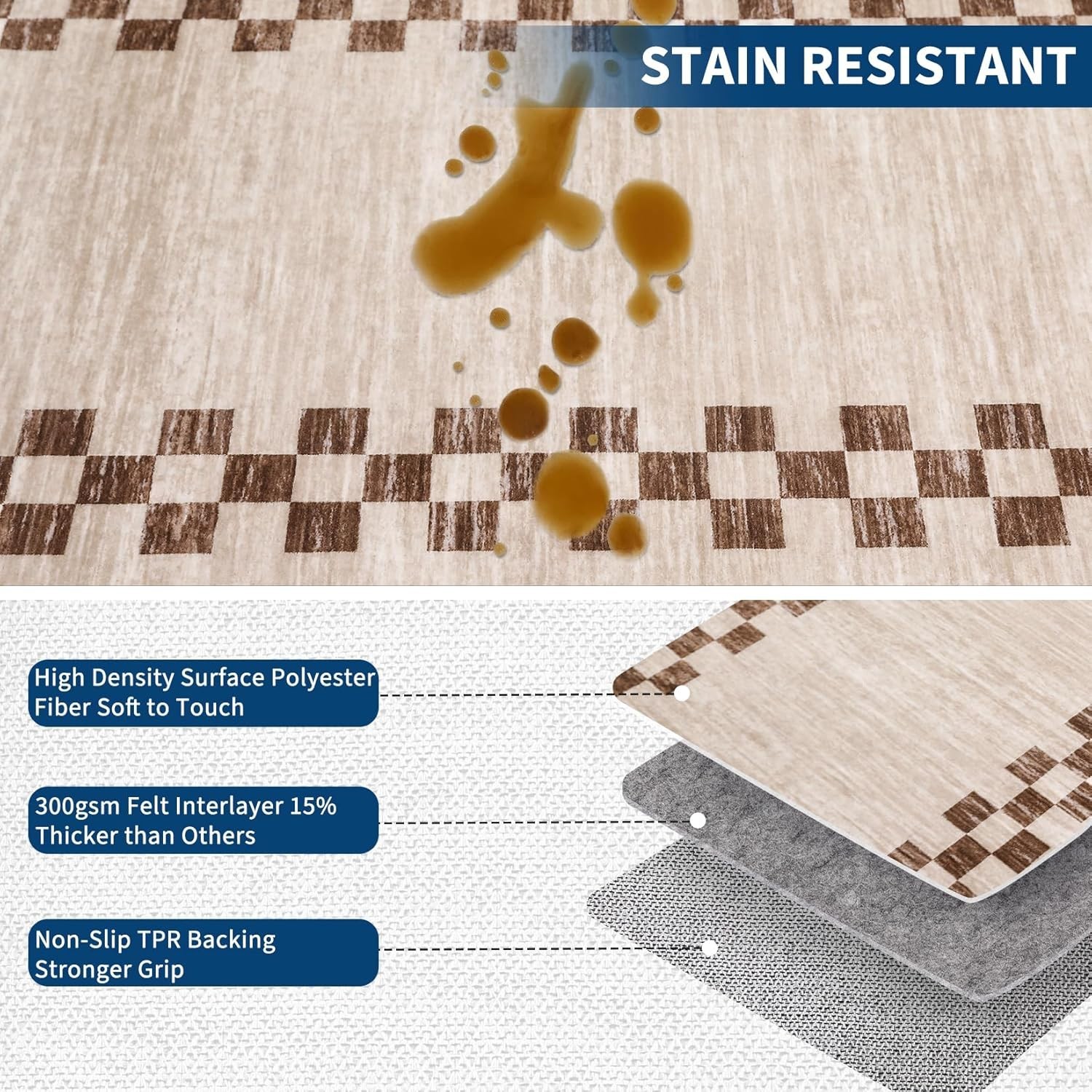 5×7 Modern Scalloped Rug – Ultra-Soft, Stain Resistant, Pet Friendly