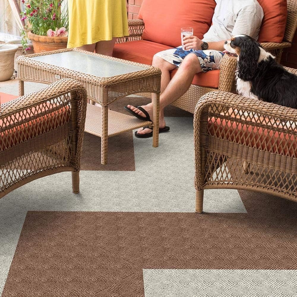 Foss Floors 24″x 24″ Carpet Tile Peel and Place Crochet Black (60sq.ft.) 15-Pcs