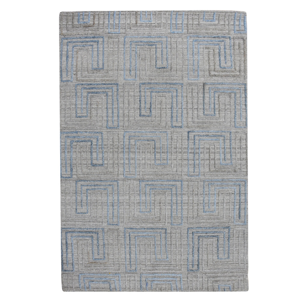 Hand Woven Over tufted Kilim Polypropylene Area Rug Geometric Ivory Multicolor