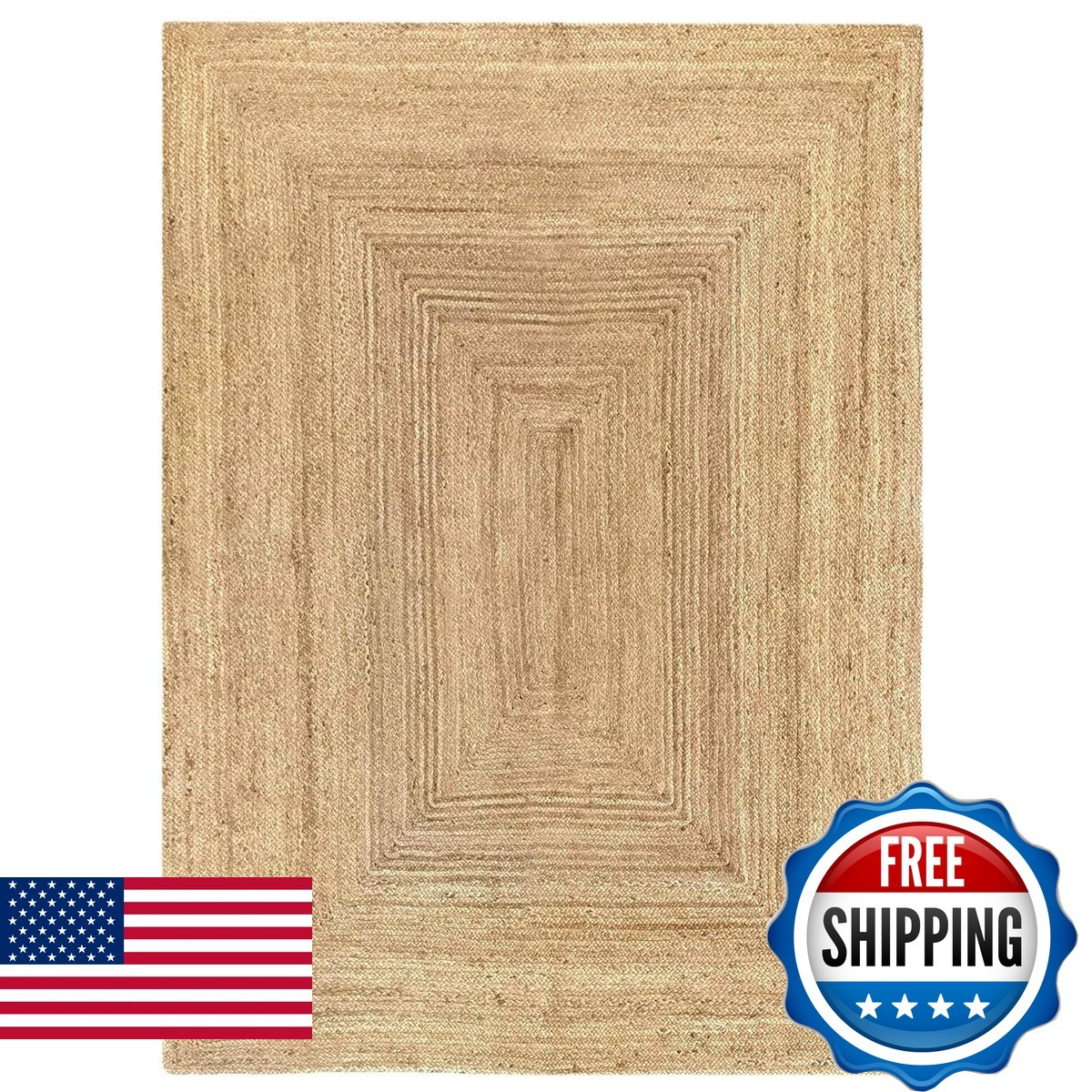 Vds Pack Of 1 Rectangle Hand Woven Braided Jute Area Rug 2X3 Feet Natural