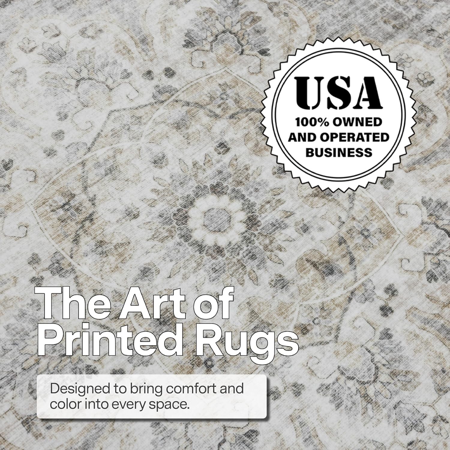 Pet Friendly & Eco-Friendly Area Rug, 3′ x 5′ Machine Washable Medallion Design