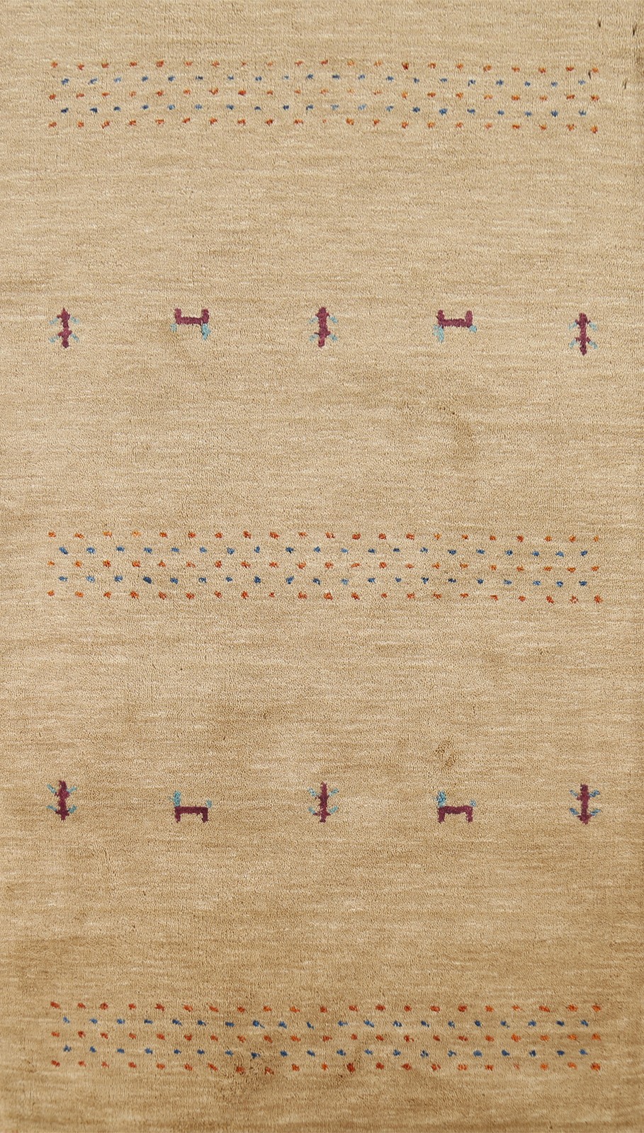 Tribal Indian Accent Rug 3×5 Hand-knotted Wool Oriental Beige Carpet for Foyer