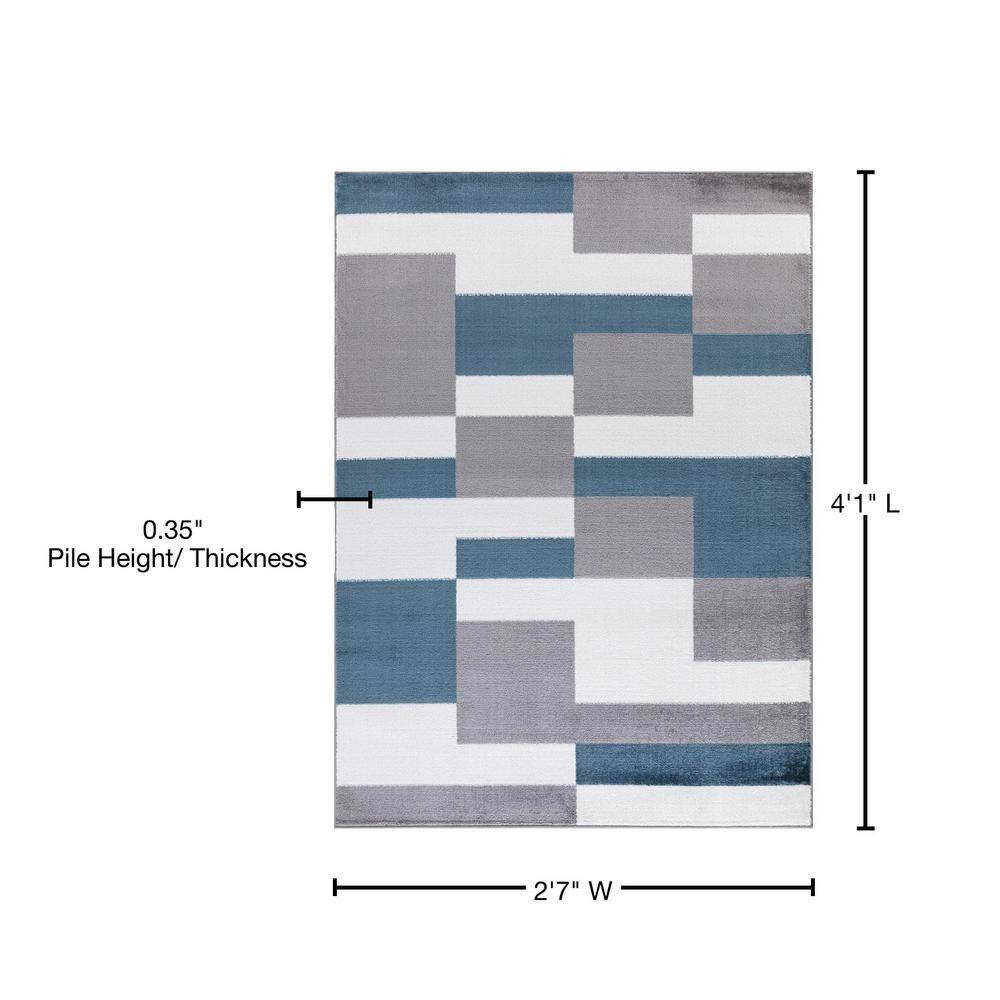 Madison Collection Squares Gray 3 Ft. X 4 Ft. Area Rug NEW