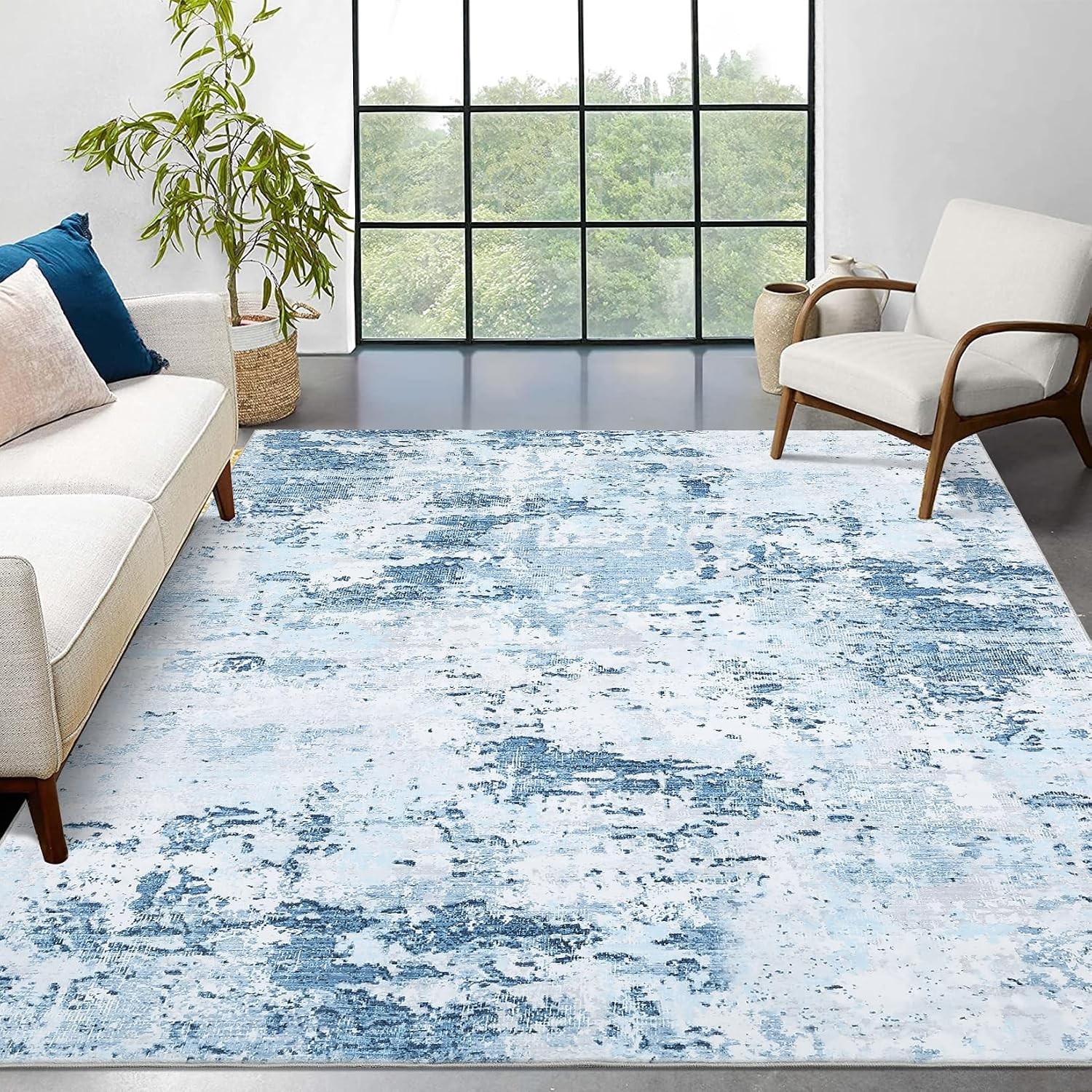 Modern Abstract Taupe Beige 3×5 Area Rug Non Slip Living Room Bedroom clearance