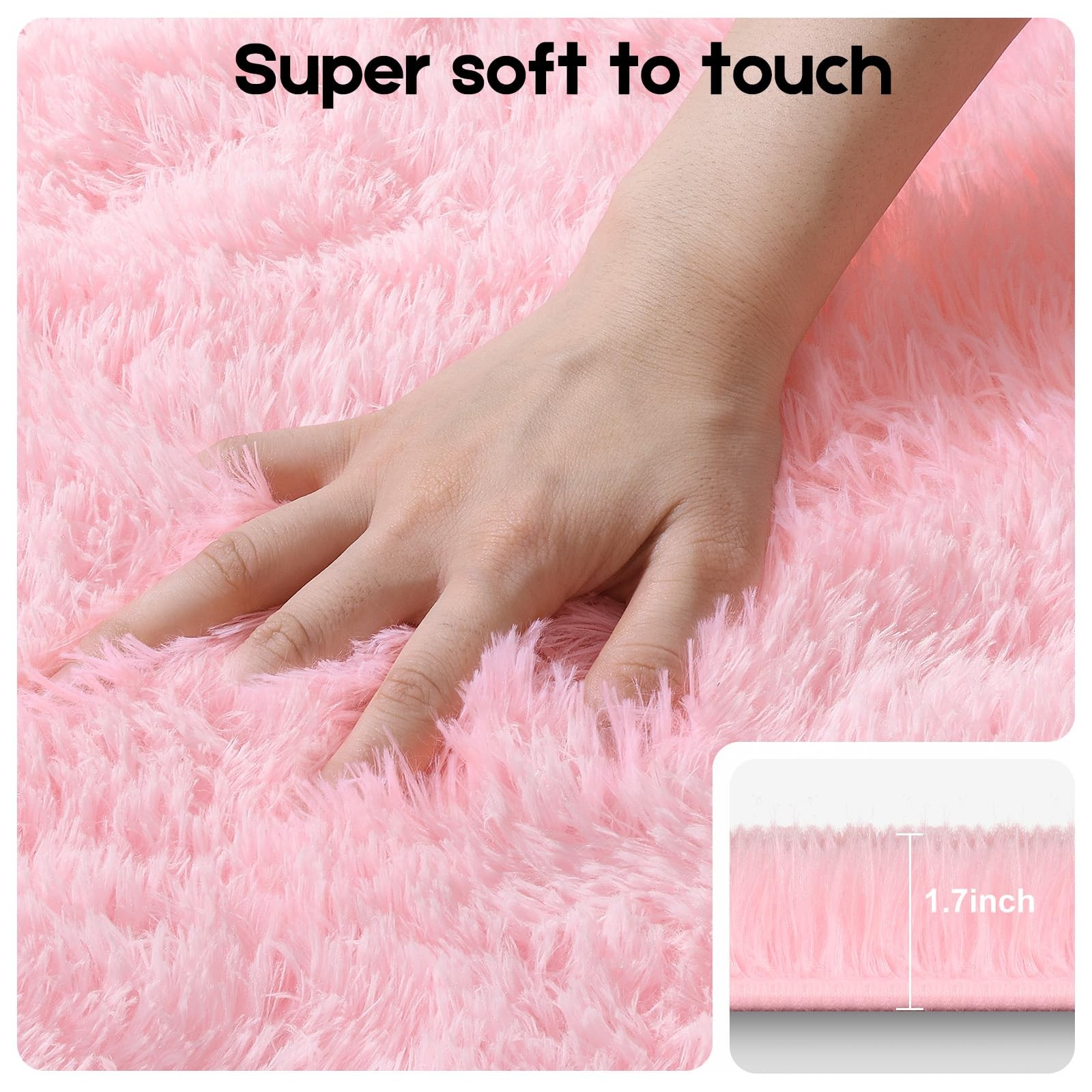 Mhyup Pink Rugs For Living Room Fluffy Large 6X9 Area Rugs For Bedroom Soft