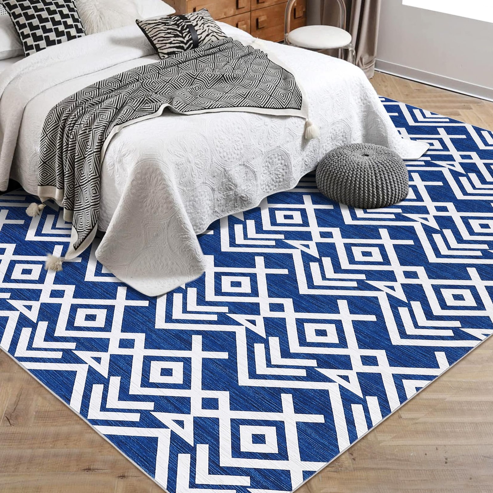 9×12 ft Geometric Area Rugs Modern Washable Rugs for Living Room Ultra-Thin