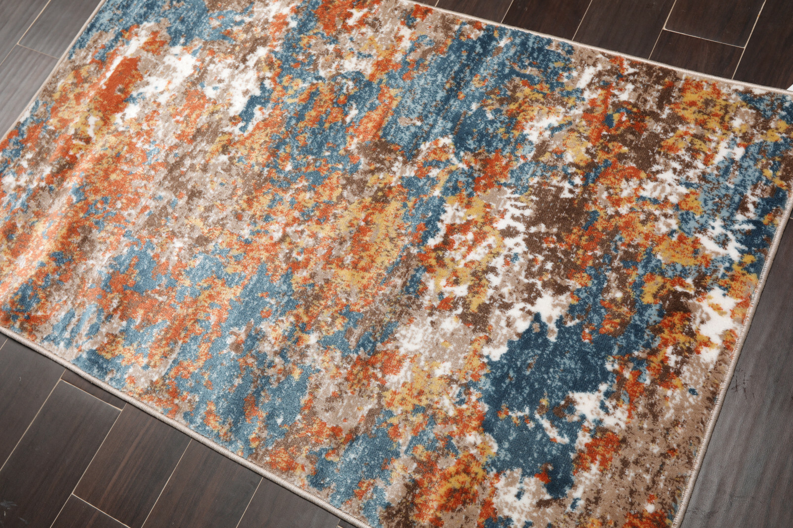 3’x5′ Designer 100% Polypropylene Oriental Area Rug 3×5 Blue, Orange, Gold