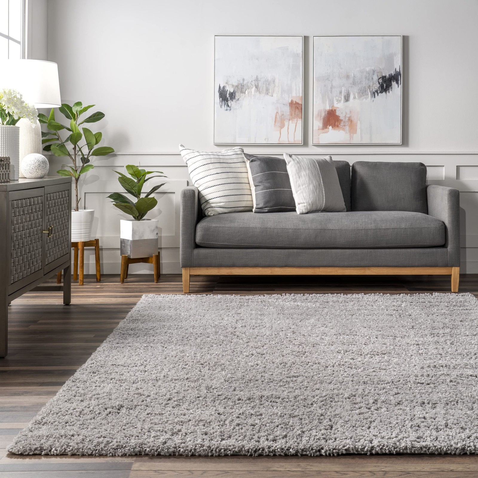Nuloom Marleen Contemporary Shag Area Rug 5 Round Silver Ozsg02O-R505