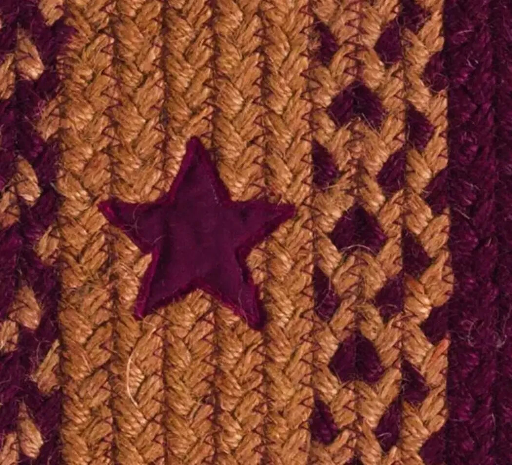 Star Wine Braided Area Rug By IHF Rugs. 4′ x 6′ Rectangle Rug. Red/Burgundy Tan
