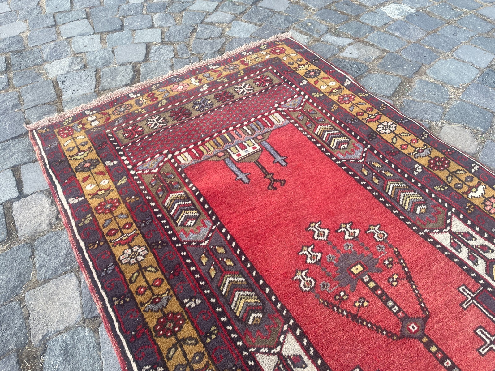 Bohemian Area Rug Handmade Wool Rug Turkish Vintage Traditional Rug 2,8 x 5,5 ft