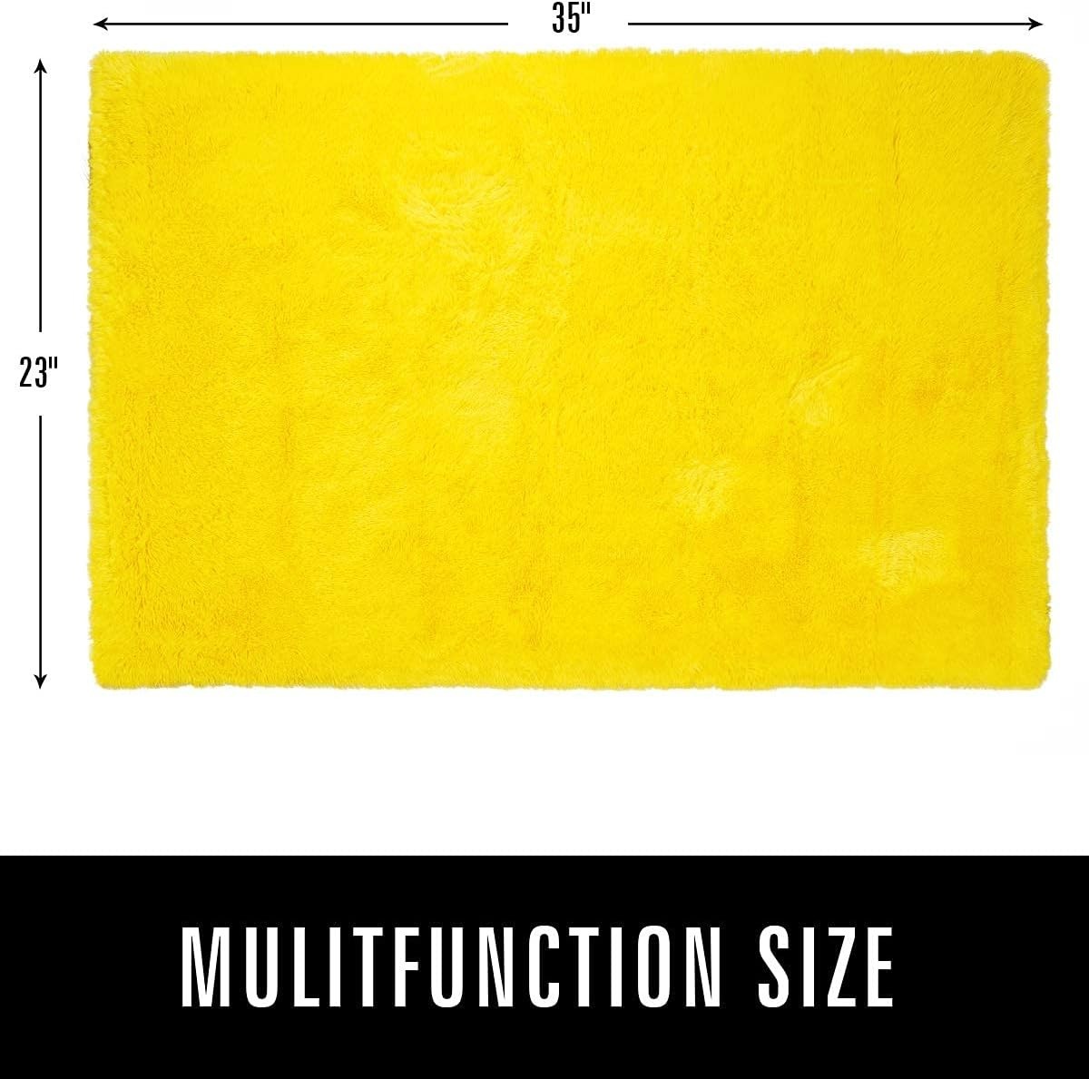 Luxurious 2×3 Feet Yellow Fluffy Carpet Rug – Perfect for Kids & Living Spaces
