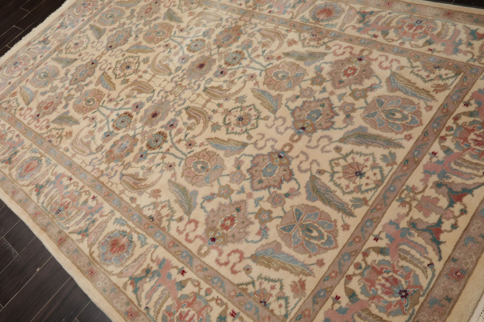 6×9 Hand Knotted New Zealand Wool Ivory Oushak Arts & Crafts Plush Pile Rug