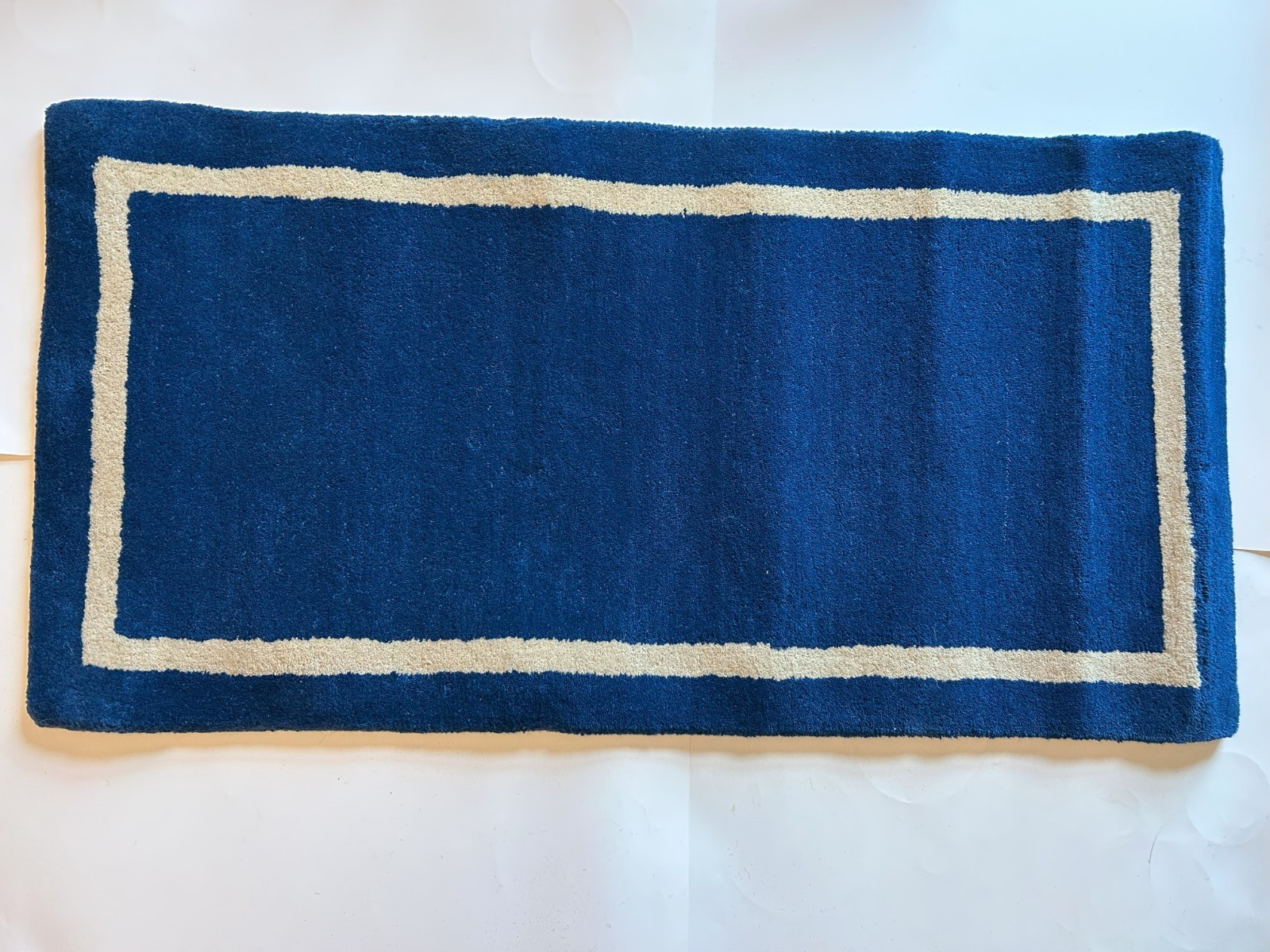 NEW-Minuteman Rectangular Wool Fire Resistant Fireplace Hearth Rug Blue 44”x22”