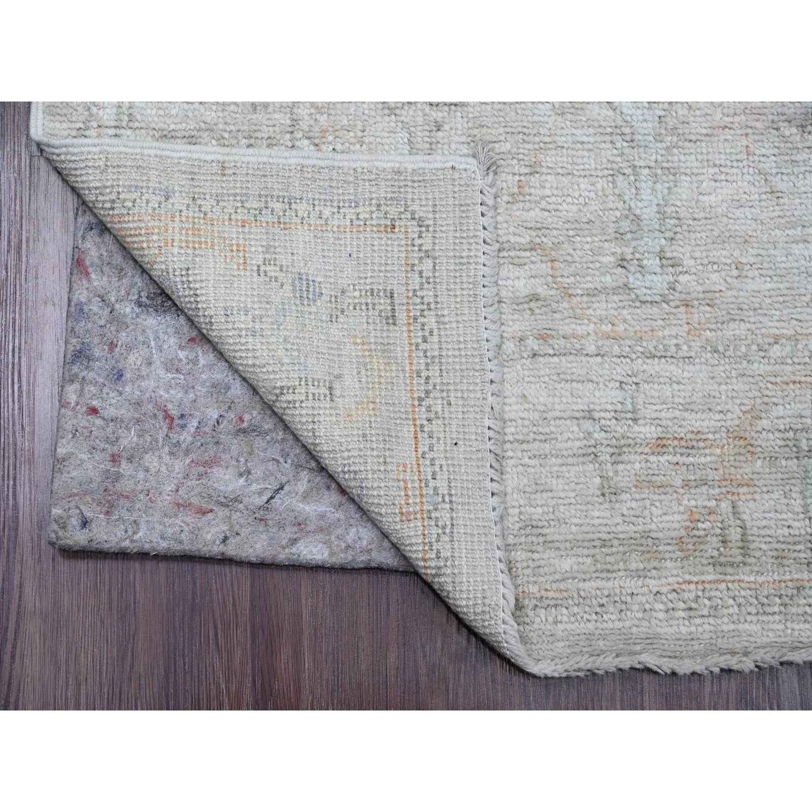 2’7″x12’6″ Cement Gray Hand Knotted Afghan Angora Oushak Wool Runner Rug R20882