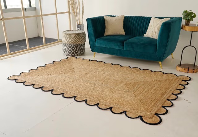 Handmade natural jute area rug flatweave eco friendly living room modern carpet
