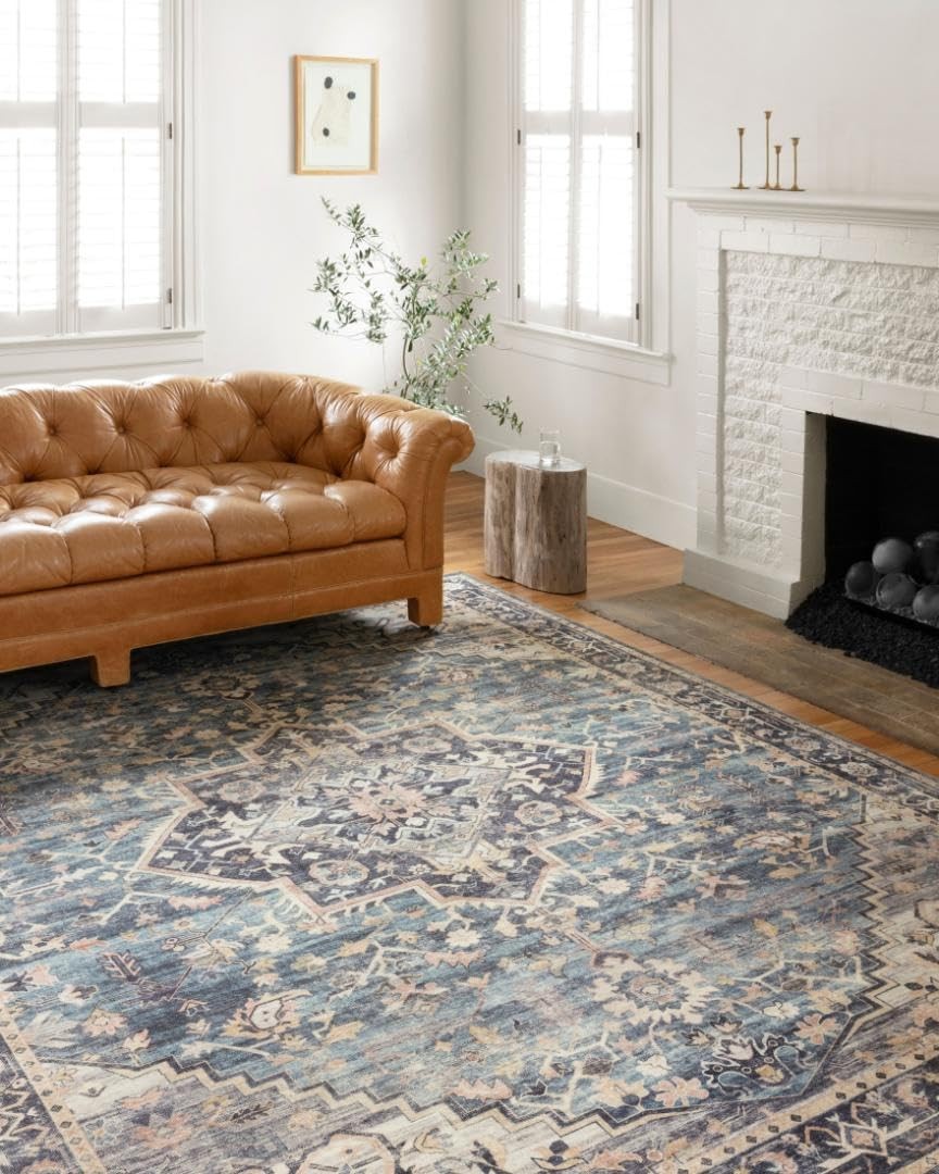 Hathaway Collection Hth01 Navy/multi 23 X 39 .25 Thick Accent Rug Soft Dura