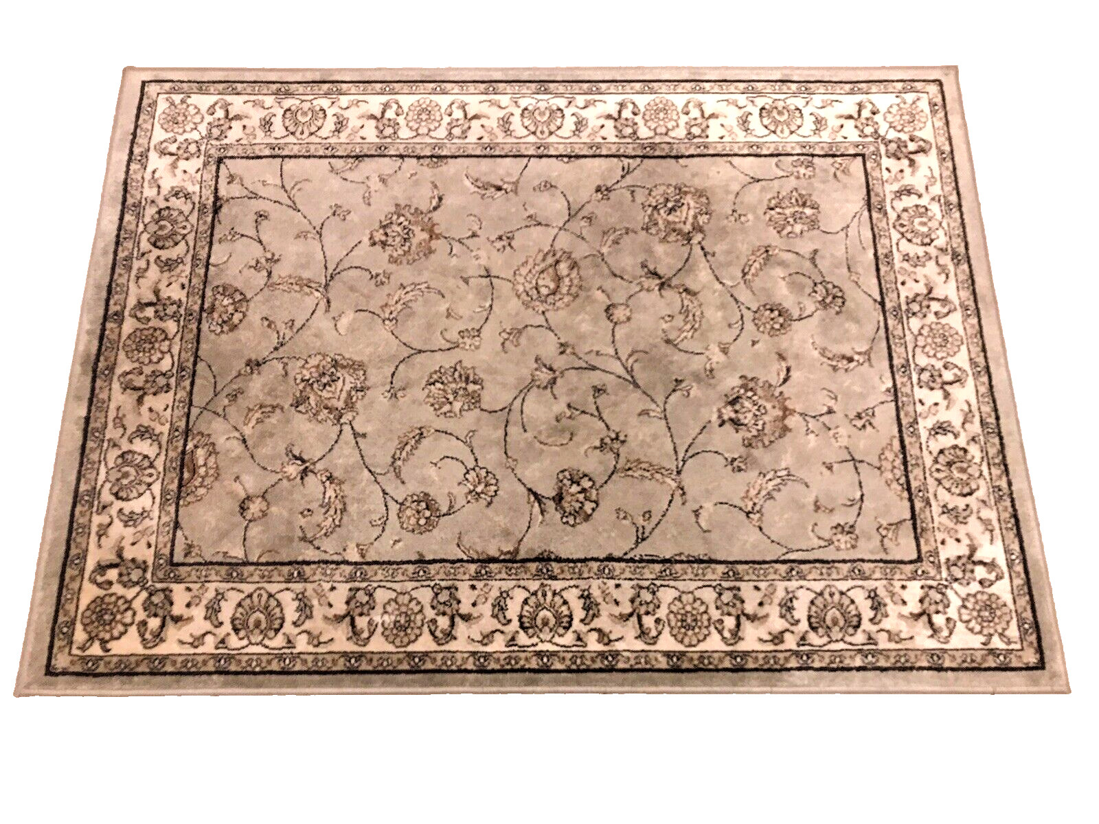 Soft Sorrento Gray Black w/Beige Brn Carpet Rug 100% Viscose Pile 3′ 3″ x 4′ 7″