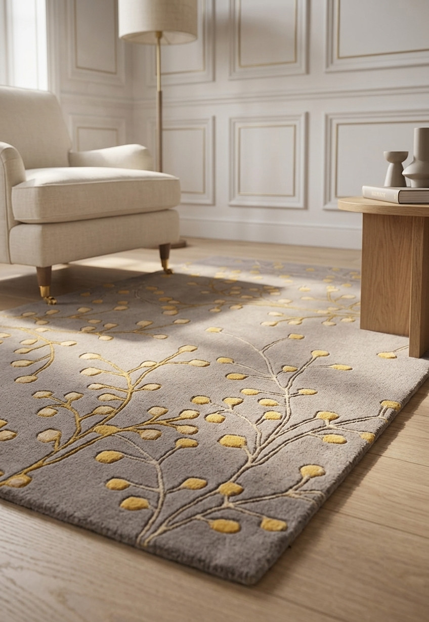 Floral Hand Tufted 100% Wool Rug Handmade Area Carpet Living Room Bedroom Matt