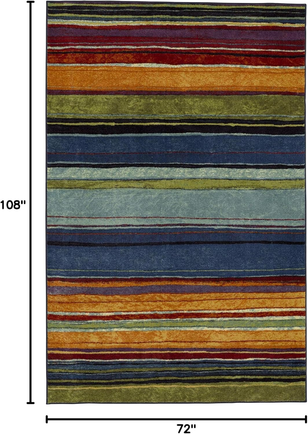 Rainbow Stripe 6′ X 9′ Area Rug – Multicolor – Perfect for Living Room, Dining R