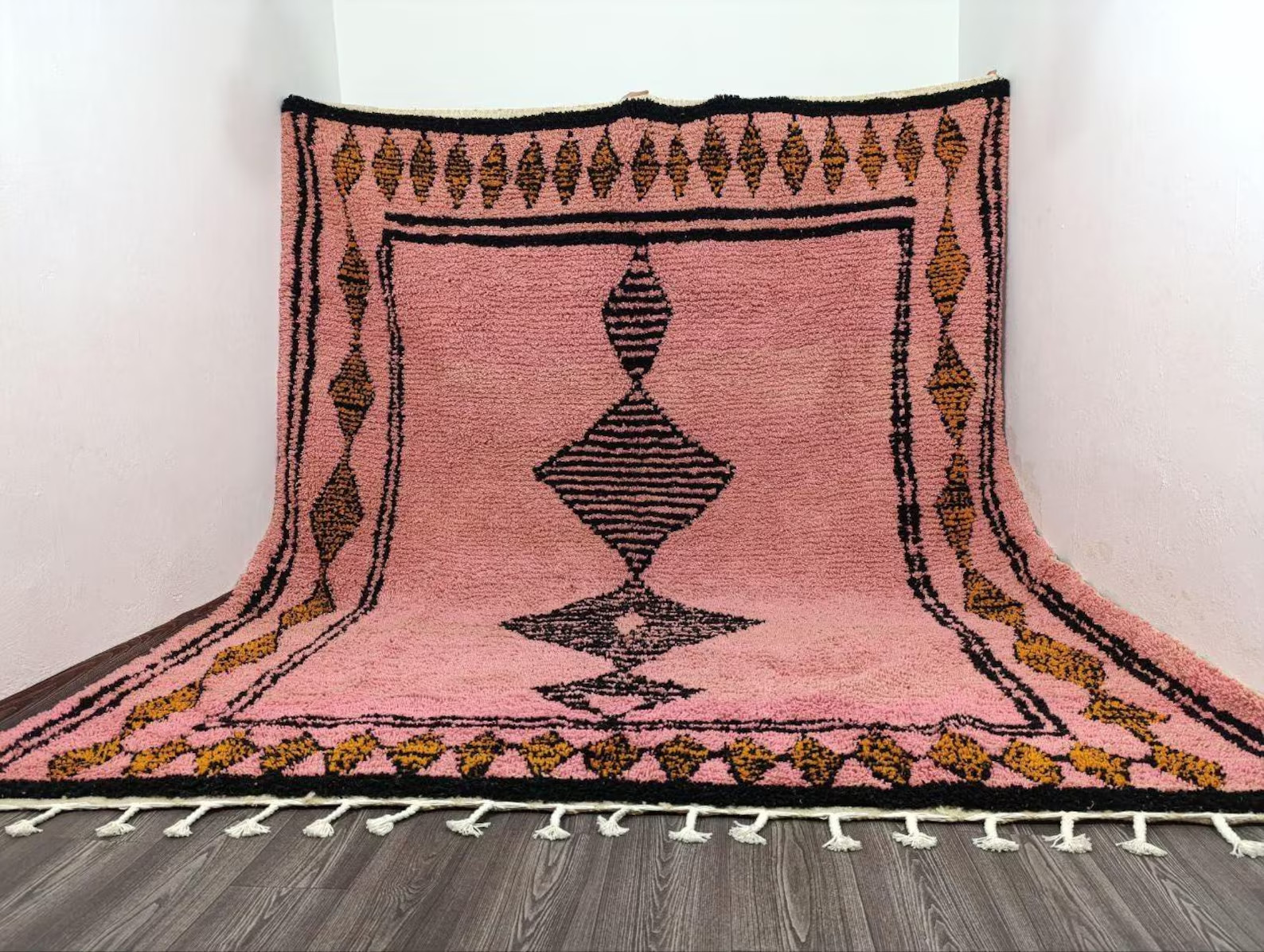 New Color Multi Moroccan Berber Beni Ourain Wool Rug Handmade Design Carpet Rug