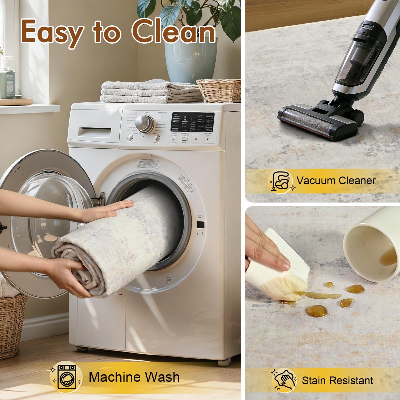 Cuzwlovita 5X7 Ft Area Rugs For Living Room Soft Non-Slip Washable Rugs Modern
