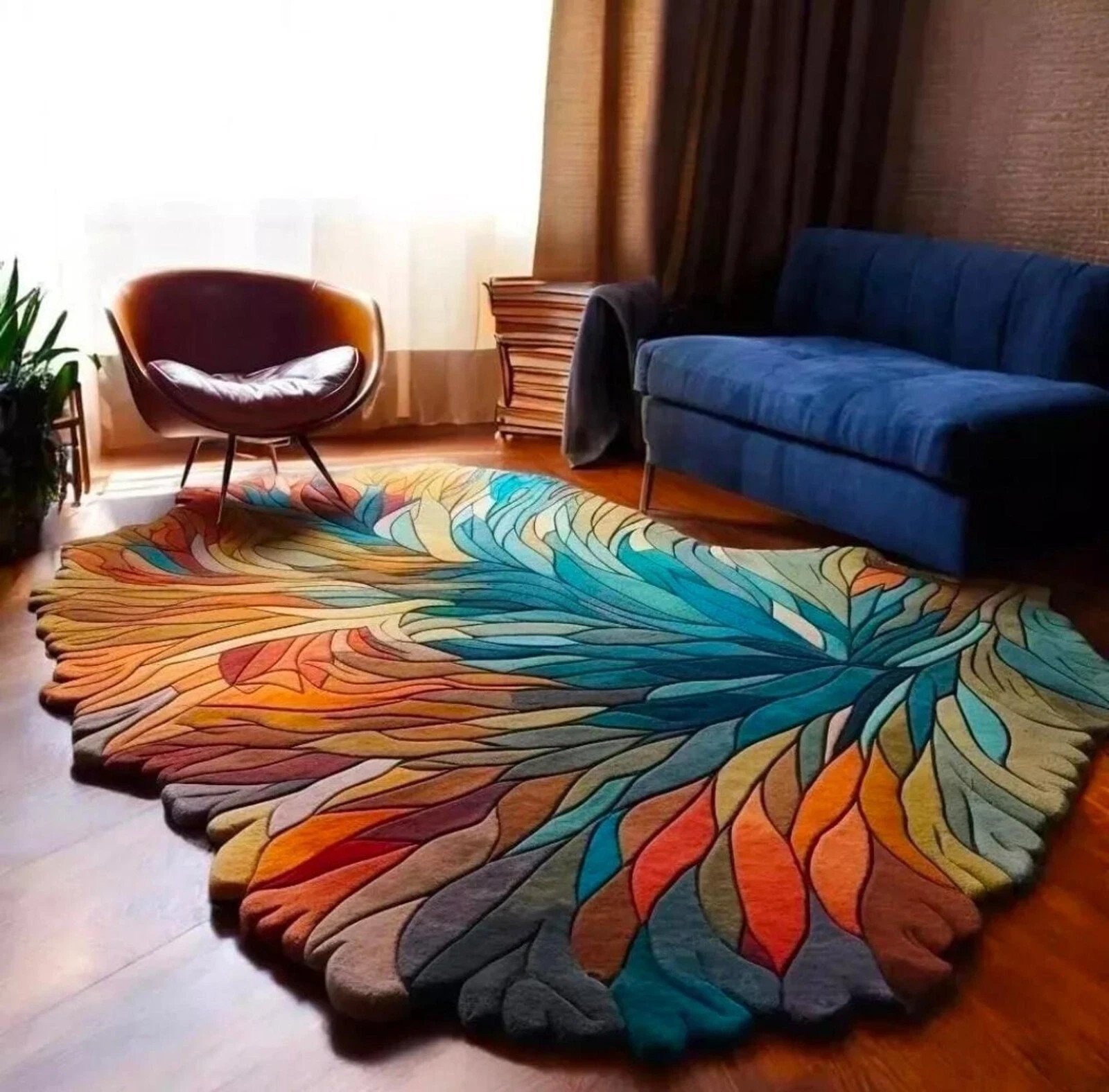 Modern Irregular Hand Tufted Wool Area Rug for Home, Bedroom Livingroom Carpet