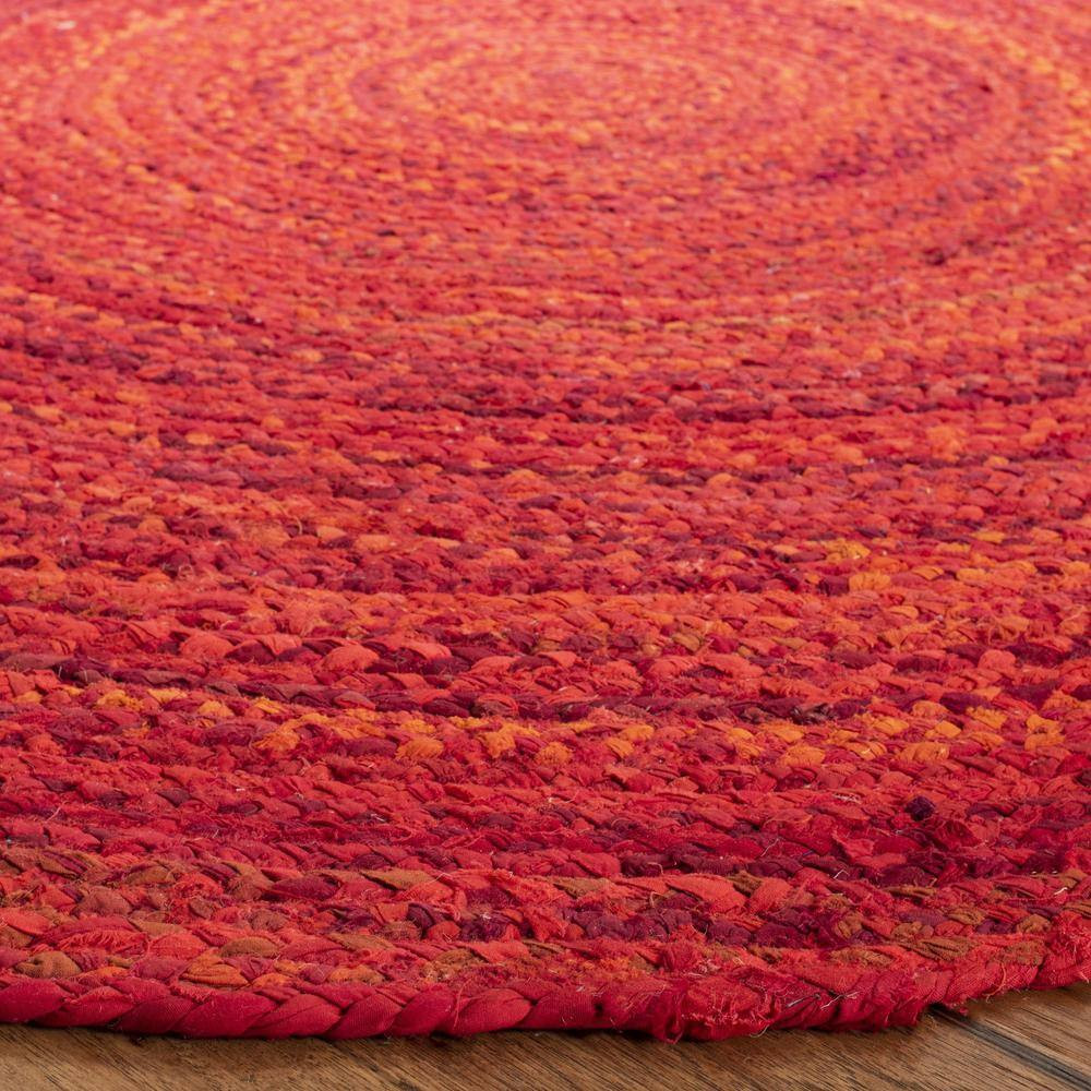 Red Cotton 6 Ft. X 6 Ft. Solid Color Indoor round Area Rug