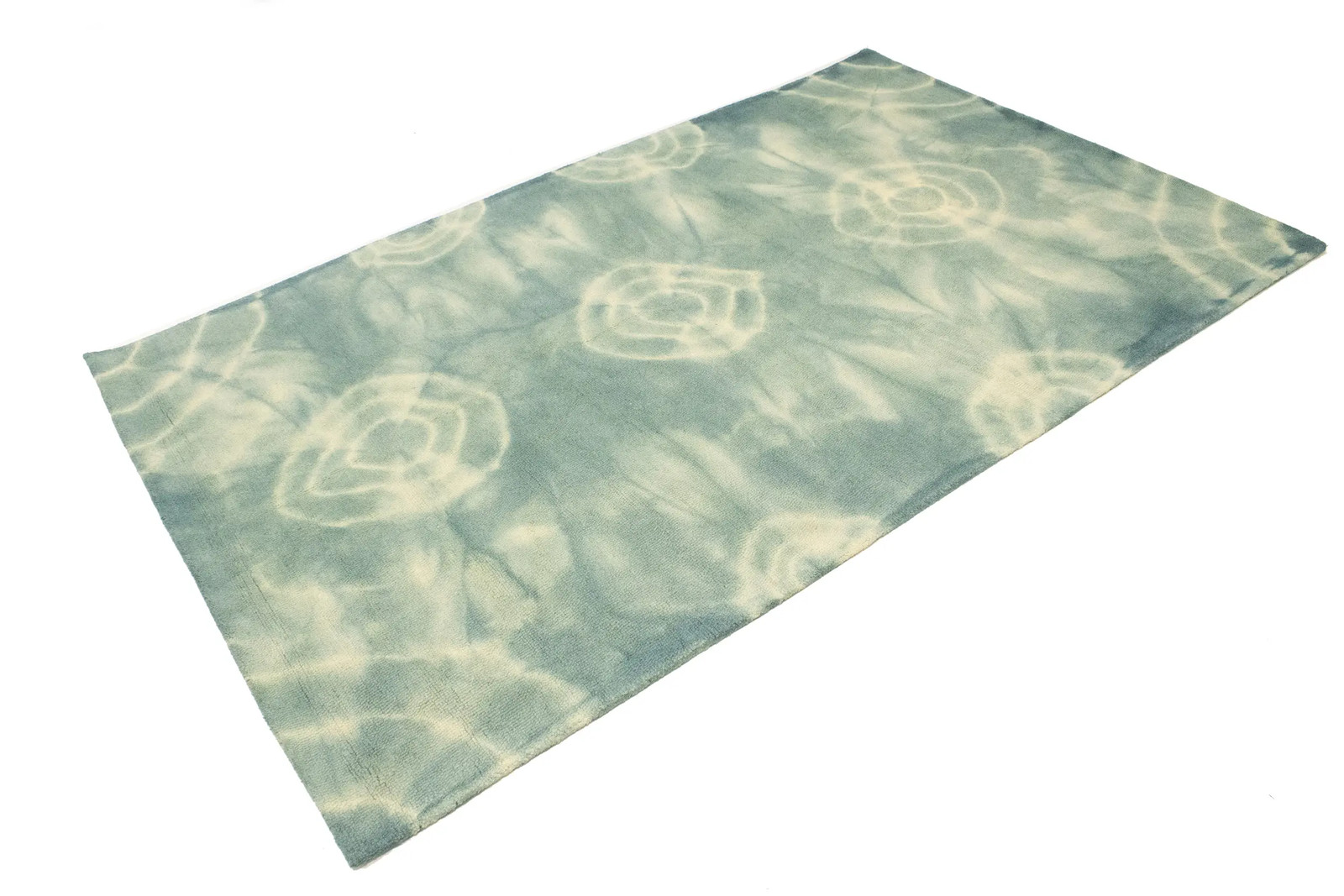 Dark Green Tie-Dye Abstract Design 5X8 Hand-Tufted Modern Rug Foyer Decor Carpet