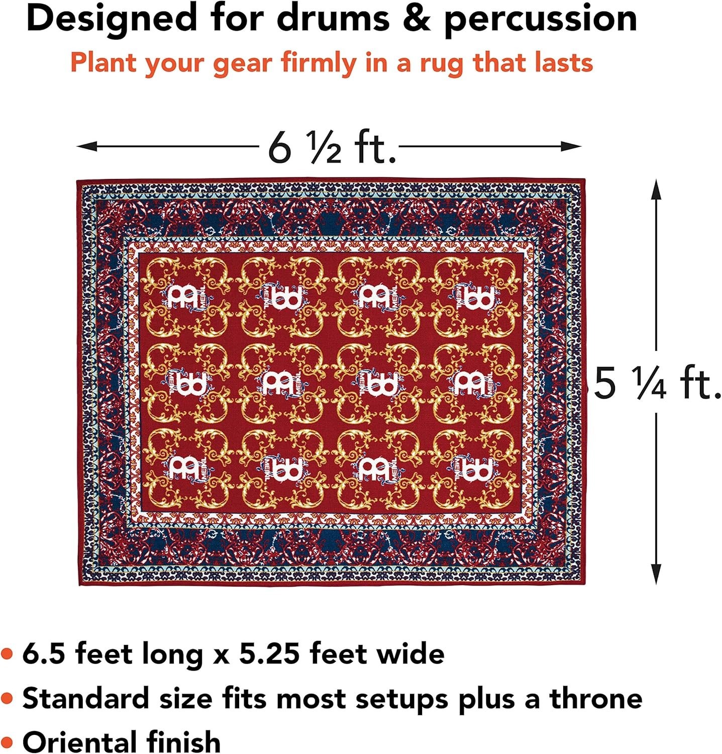 Meinl Drum Rug Mat 78″ x 63″ – Non-Slip Rubber Lined for Drum Stability
