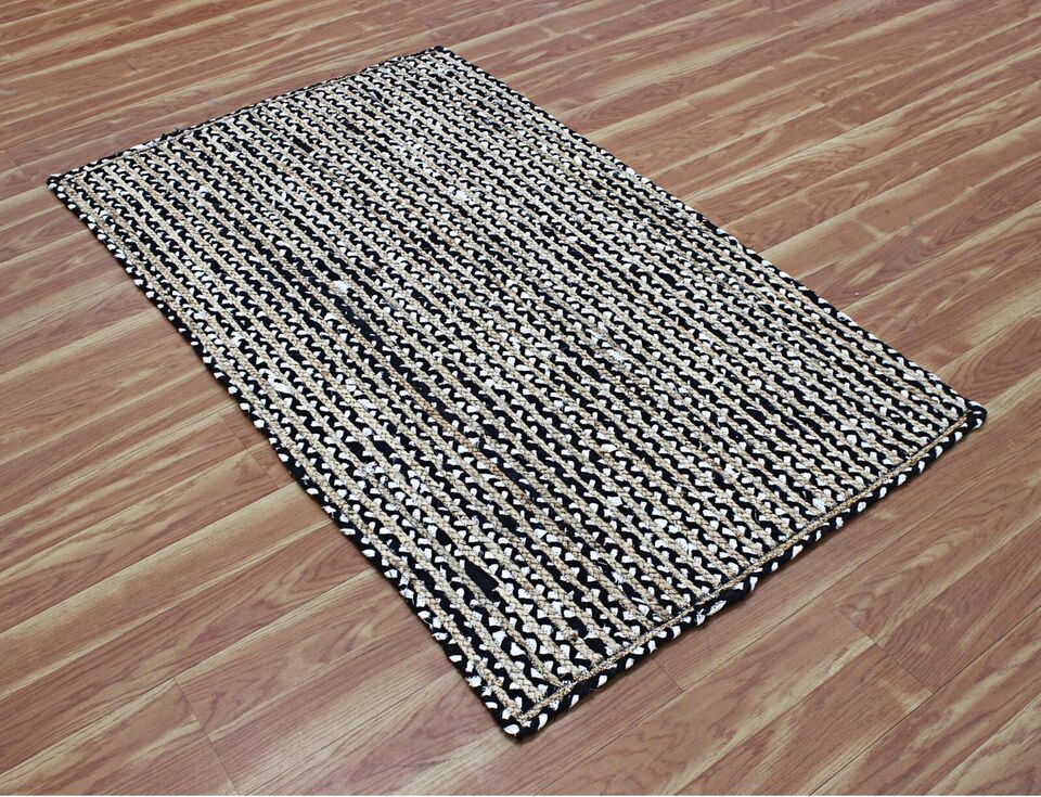 Rugs Jute & Cotton Mix Hand Braided Farmhouse Runner Rectangle Area Boho Rugs